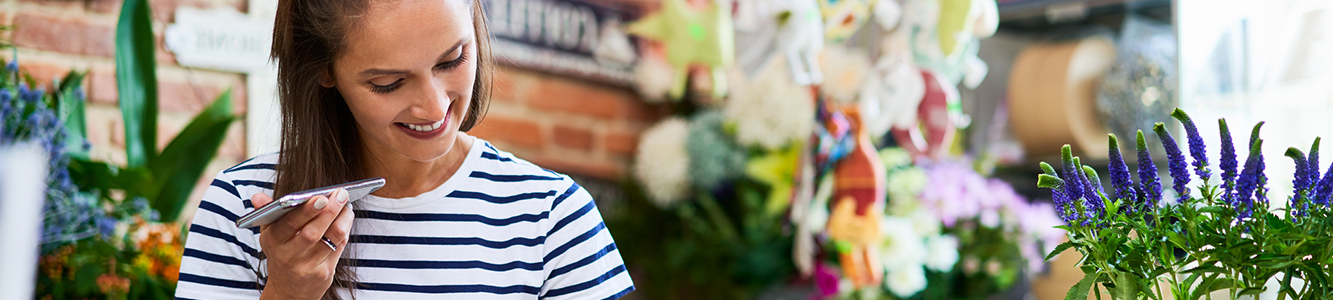 Florist talking to a customer